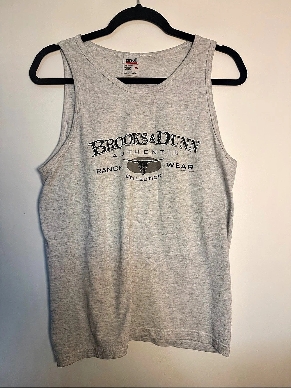 Anvil Brooks & Dunn Authentic Ranch Wear Collection Tank Top Gray Medium